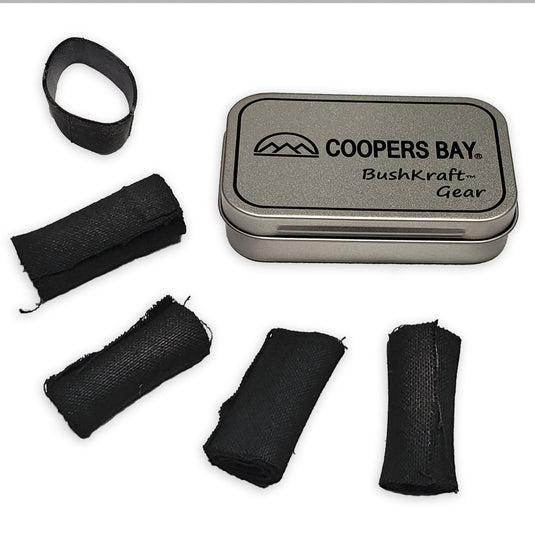 Premium Charcloth w/Tinderbox - Essential Primitive FireStarting Material for use with Flint & Steel, Magnifier etc.