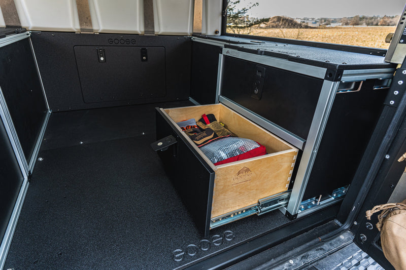 Load image into Gallery viewer, Alu-Cab Canopy Camper V2 - Jeep Gladiator 2019-Present JT - Rear Double Drawer Module - 5&#39; Bed
