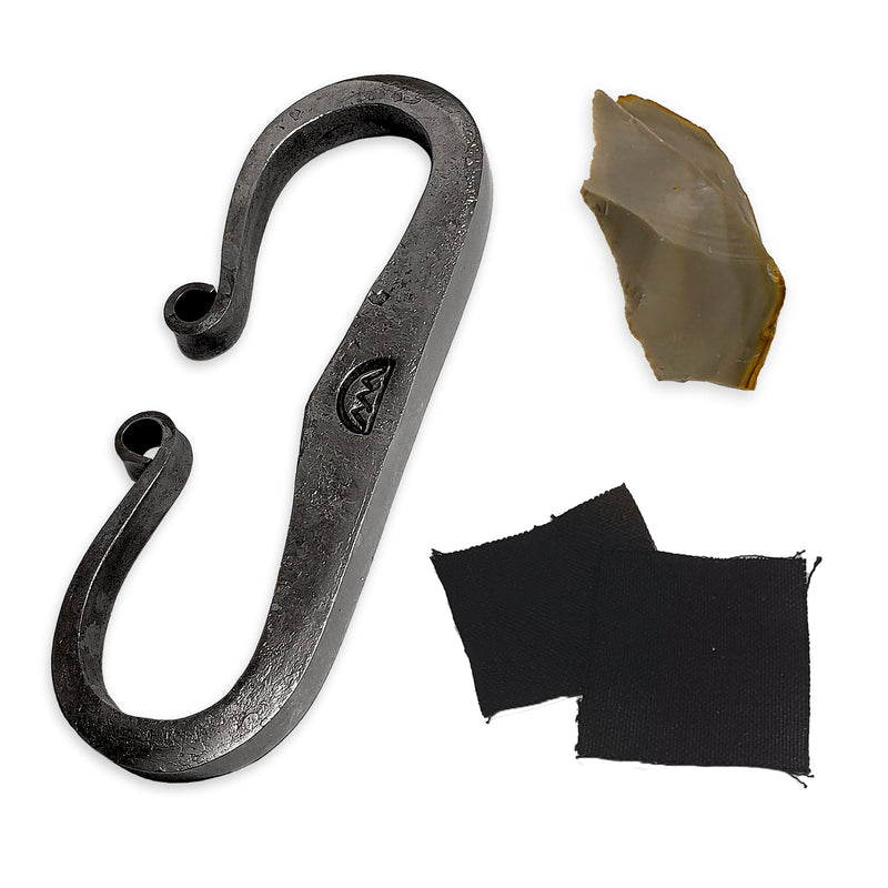 Load image into Gallery viewer, Traditional Flint &amp; Steel - Basic Kit - High-Carbon Steel Striker, Flint and Charcloth
