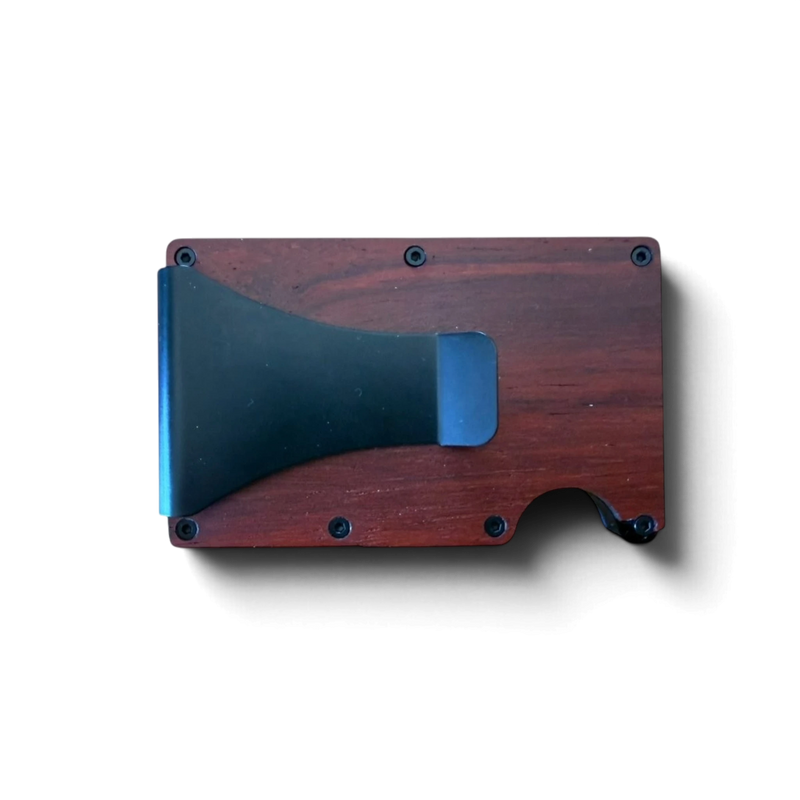 Load image into Gallery viewer, Minimalist Aluminum Wallet - Dark Wood - Trail and Timber Co
