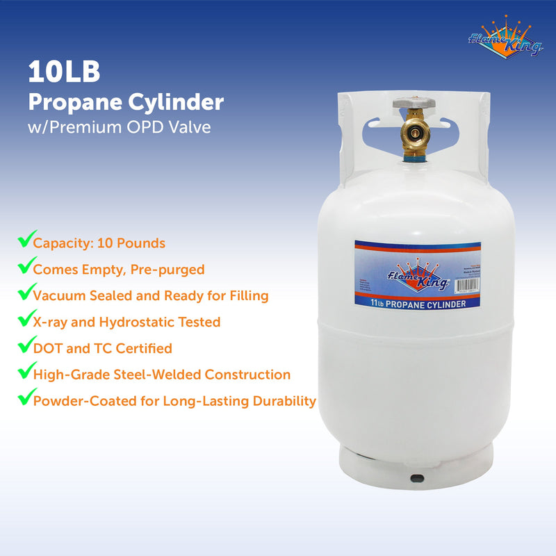 Load image into Gallery viewer, Flame King 10lb Propane Tank LP Cylinder with OPD
