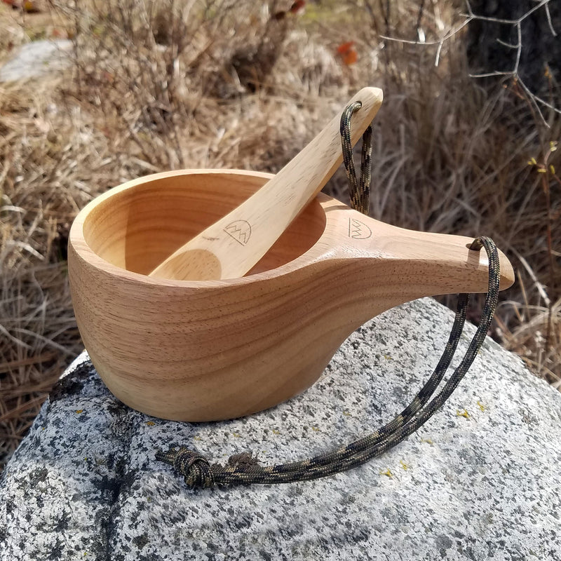 Load image into Gallery viewer, Kyrre™ Carved Nordic Kuksa - Solid Wood Camp Mug &amp; Spoon Set
