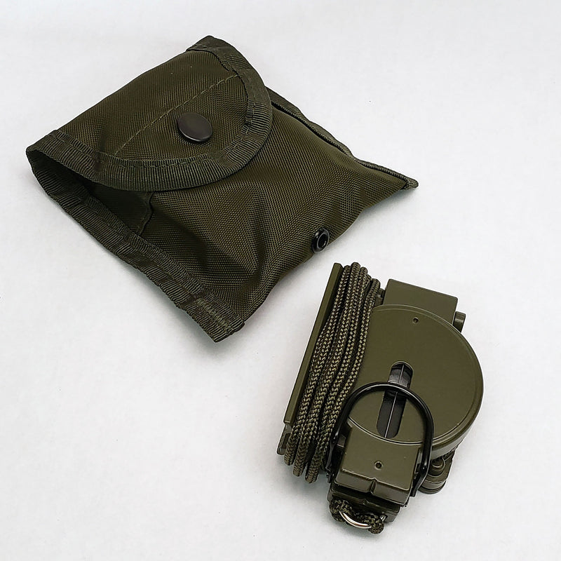 Load image into Gallery viewer, Scout™ Lensatic Compass - Traditional Phosphorescent Military Style with Nylon Carry Pouch - OD Green
