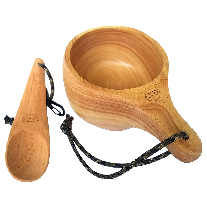 Load image into Gallery viewer, Kyrre™ Carved Nordic Kuksa - Solid Wood Camp Mug &amp; Spoon Set

