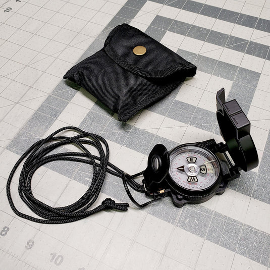 Scout™ Lensatic Compass - Traditional Phosphorescent Military Style - Black
