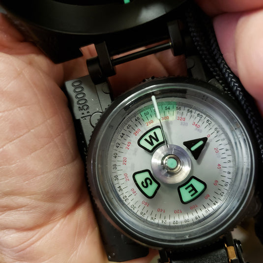 Scout™ Lensatic Compass - Traditional Phosphorescent Military Style - Black