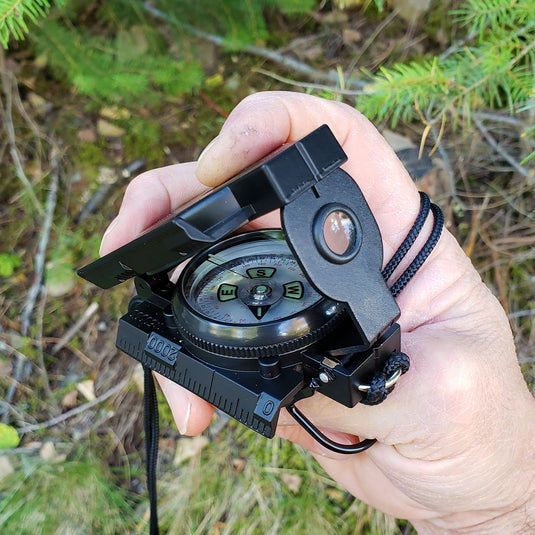 Scout™ Lensatic Compass - Traditional Phosphorescent Military Style - Black