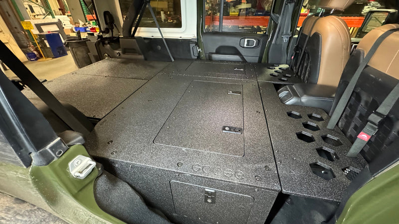 Load image into Gallery viewer, Jeep Wrangler 2018-Present JLU 4 Door - Second Row Seat Delete Plate System - 8&quot; or 10&quot; Module Based
