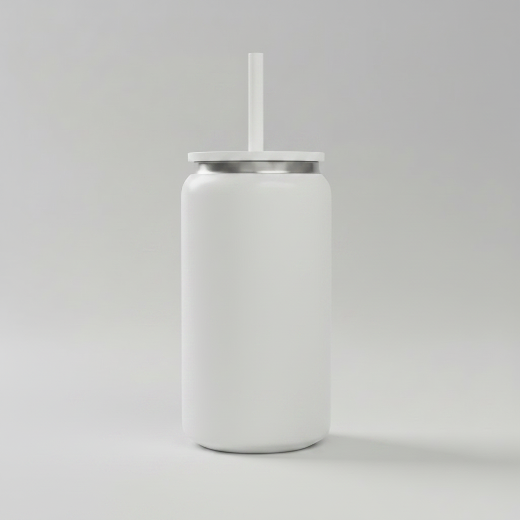 16oz Mirror Black Plated Tumbler - White