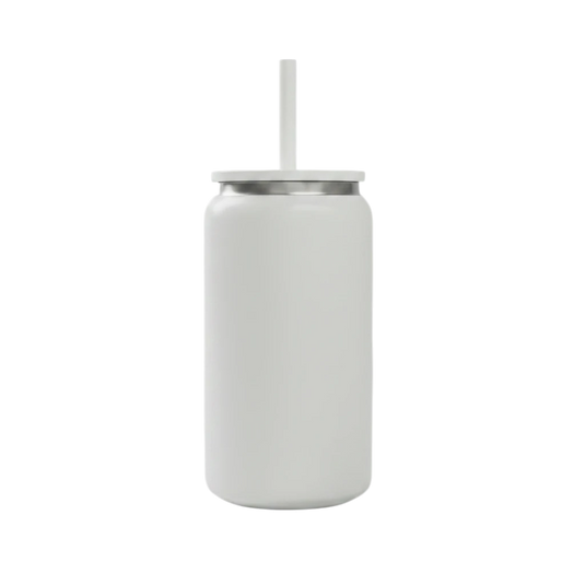 16oz Mirror Black Plated Tumbler - White
