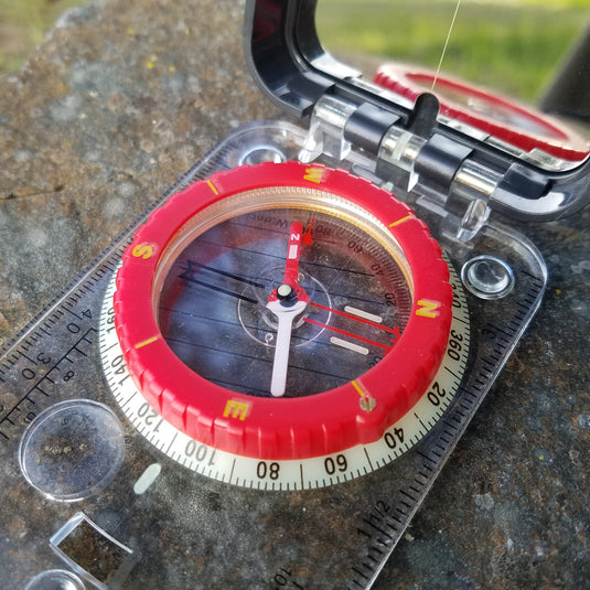 RS46 Mirrored Sighting Compass with Declination Adjustment, Clinometer & Map LED