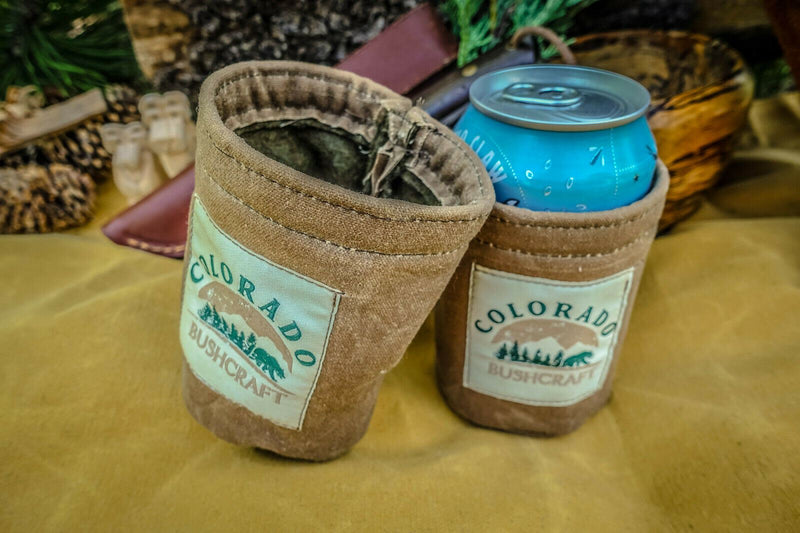 Load image into Gallery viewer, Bushcraft Waxed Canvas Can Cosy Cooler Coozie Cozy Insulated (Various Colors)
