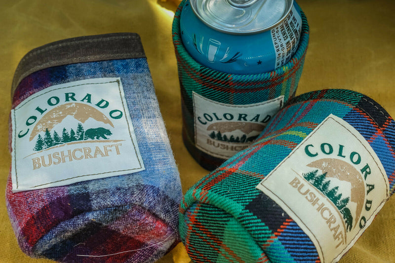 Load image into Gallery viewer, Bushcraft Scottish Tartan Wool Insulated Can Beverage Cooler Coozie Koozie Cosy
