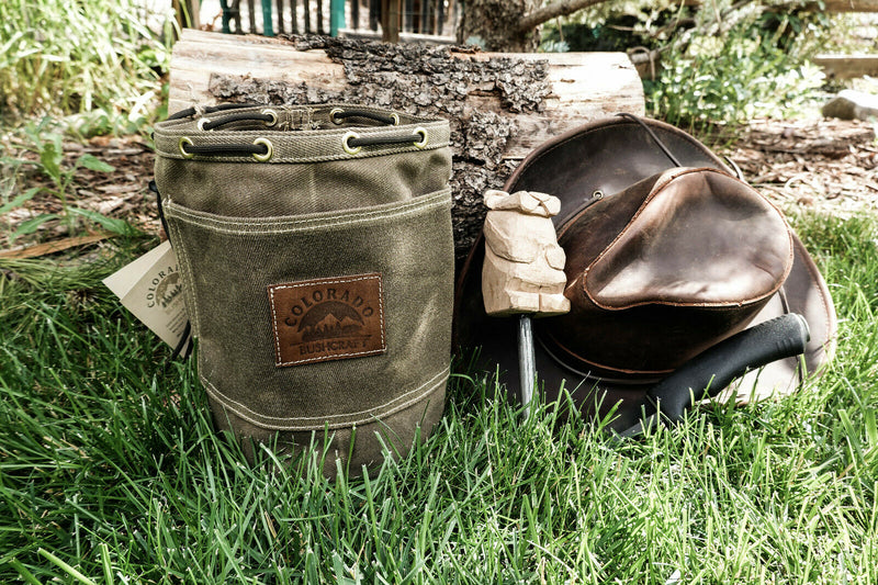 Load image into Gallery viewer, Heavy Weight (18 oz) Waxed Canvas Bushcraft Round Bottom Bushpot Bag Bushcraft Survival Camping (various sizes)
