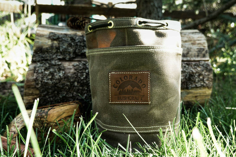 Load image into Gallery viewer, Heavy Weight (18 oz) Waxed Canvas Bushcraft Round Bottom Bushpot Bag Bushcraft Survival Camping (various sizes)
