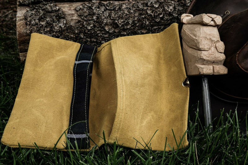 Load image into Gallery viewer, Handmade Waxed Canvas Bushcraft Roll Pouch For Pipe Tobacco Stove EDC  (Various Colors)

