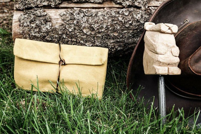 Load image into Gallery viewer, Handmade Waxed Canvas Bushcraft Roll Pouch For Pipe Tobacco Stove EDC  (Various Colors)
