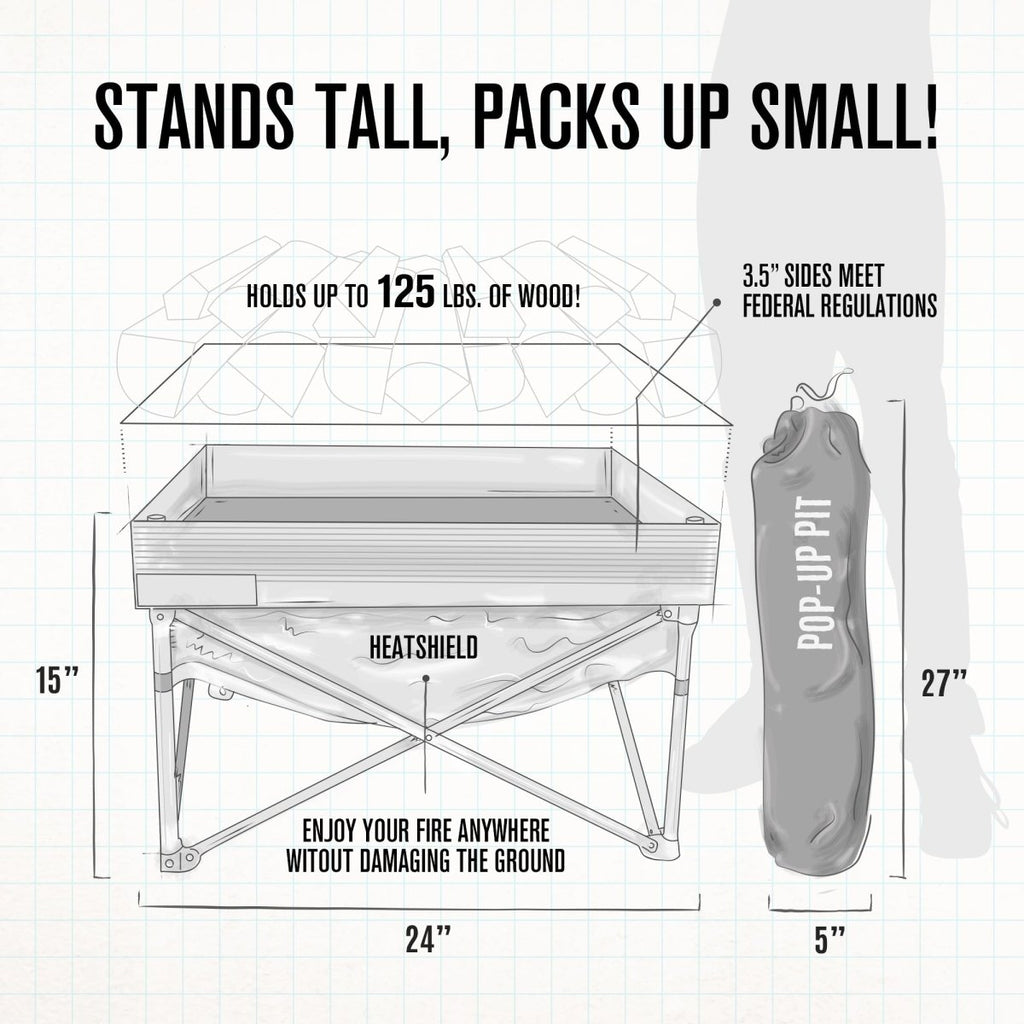 Pop - Up Fire Pit + Heat Shield (Bonus Pack) - Trail and Timber Co
