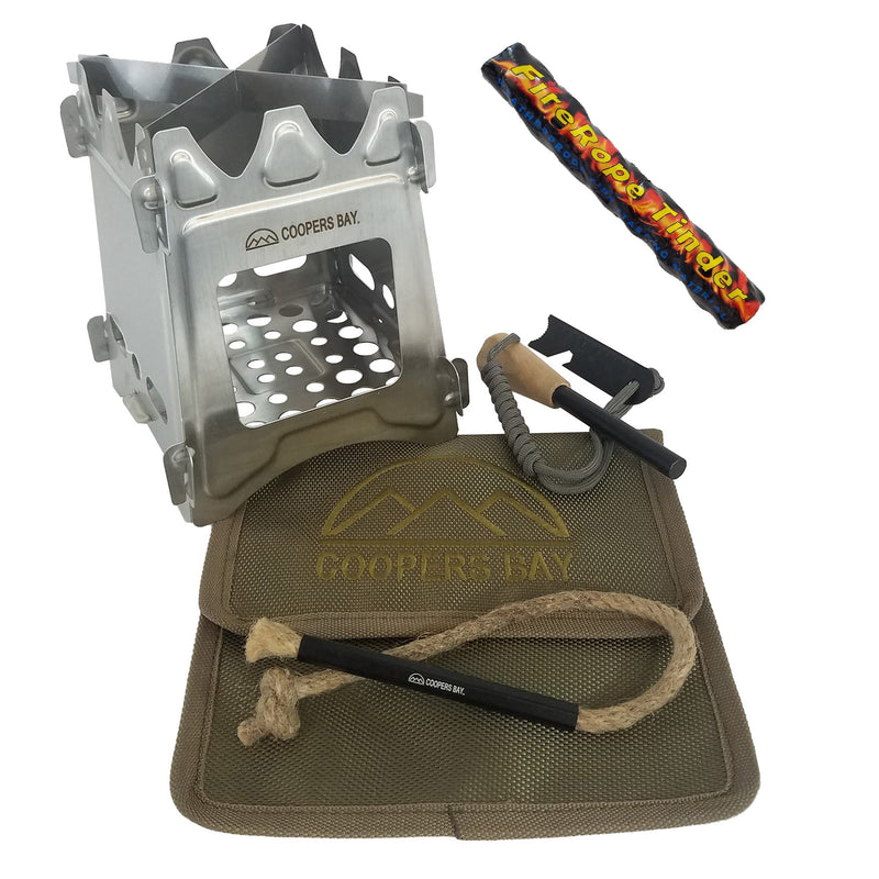 Load image into Gallery viewer, Hiker Twig Stove and Ferro Firestarting Package - Choice or Stainless Steel or Titanium
