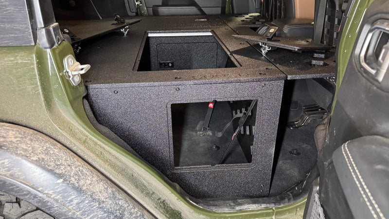 Load image into Gallery viewer, Jeep Wrangler 2018-Present JLU 4 Door - Second Row Seat Delete Plate System - 8&quot; or 10&quot; Module Based
