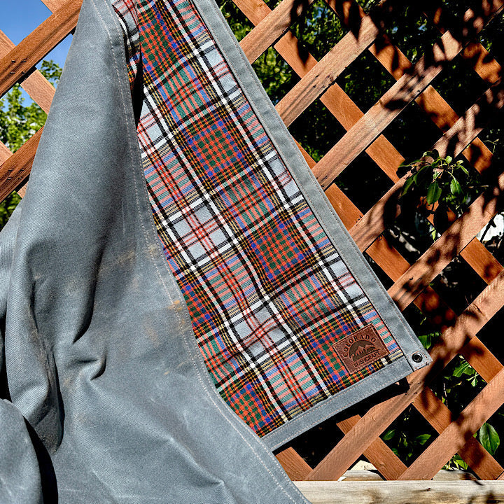 Load image into Gallery viewer, Extra Large Heavyweight Waxed Canvas and Tartan Wool Lined Bushcraft Ground Cloth
