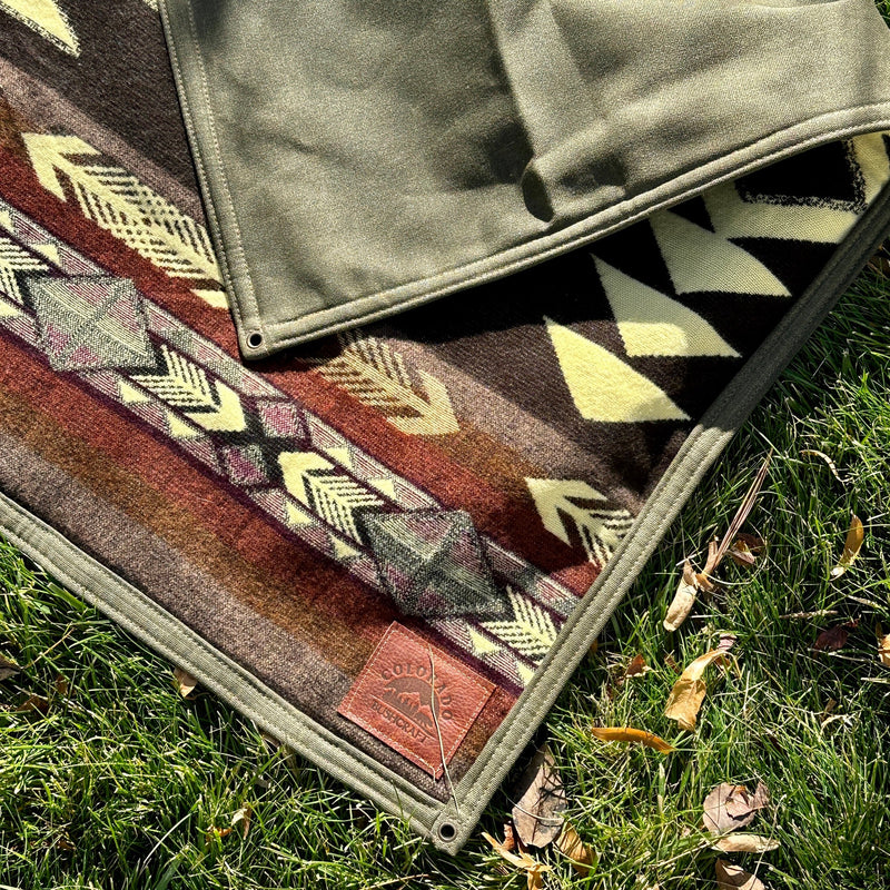 Load image into Gallery viewer, Large Heavyweight Waxed Canvas and Alpaca Wool Lined Bushcraft Ground Cloth
