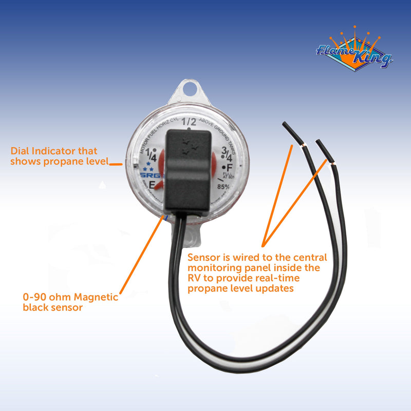Load image into Gallery viewer, Flame King 0-90 Ohm Twin-Site Remote Dial Gauge for RV ASME Propane Tanks
