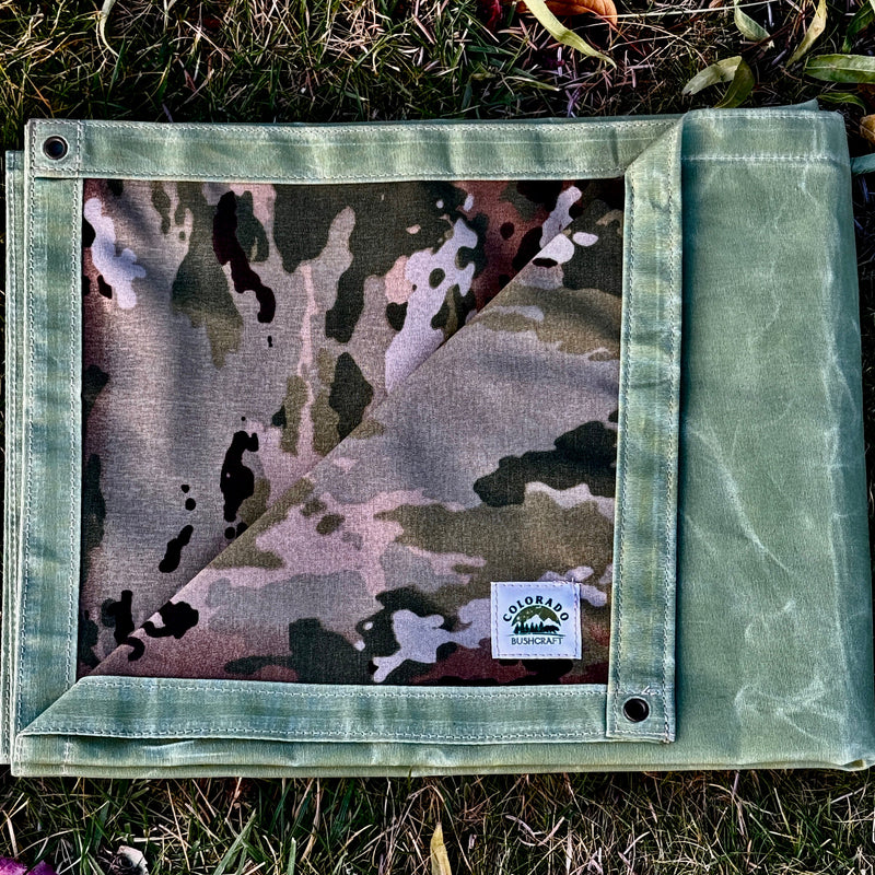Load image into Gallery viewer, Extra Large Waxed Canvas and 600D Cordura Camouflage Lined Bushcraft Ground Cloth
