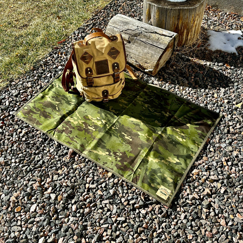 Load image into Gallery viewer, Extra Large Waxed Canvas and Ripstop Camouflage Lined Bushcraft Ground Cloth
