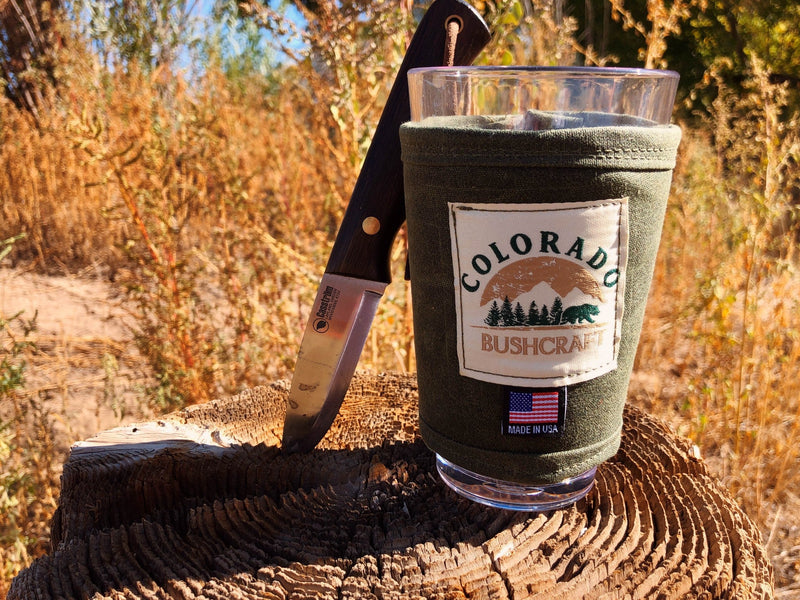 Load image into Gallery viewer, Bushcraft Waxed Canvas Pint Glass Cosy Cooler Coozie Cozy Insulated (Various Colors)
