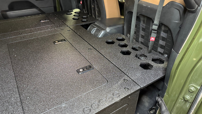 Load image into Gallery viewer, Jeep Wrangler 2018-Present JLU 4 Door - Second Row Seat Delete Plate System - 8&quot; or 10&quot; Module Based
