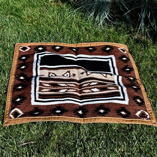 Large Waxed Canvas and Handwoven Apache Wool Blanket Lined Bushcraft Ground Cloth