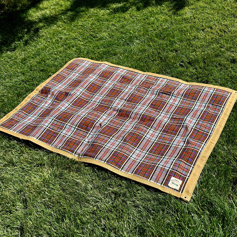 Load image into Gallery viewer, Extra Large Heavy Weight Waxed Canvas and Tartan Wool Lined Bushcraft Ground Cloth

