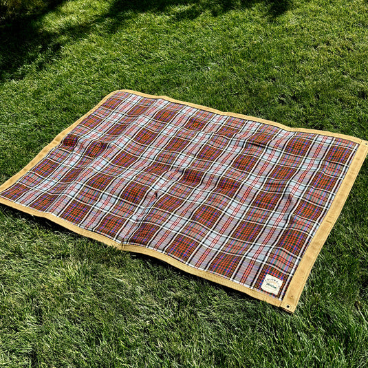 Extra Large Heavy Weight Waxed Canvas and Tartan Wool Lined Bushcraft Ground Cloth