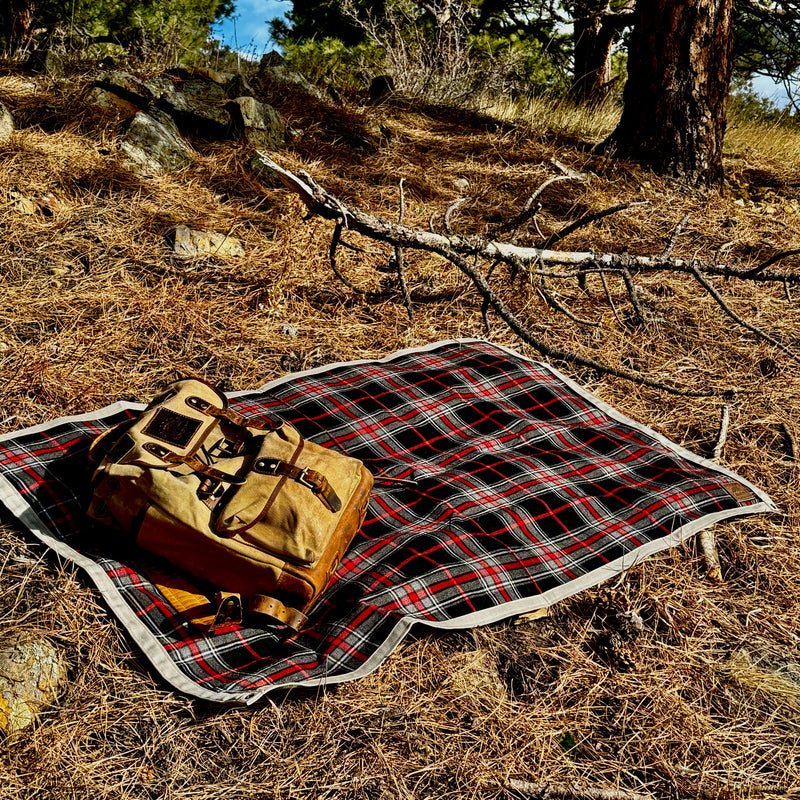 Load image into Gallery viewer, Extra Large Waxed Canvas and Tartan Wool Lined Bushcraft Ground Cloth

