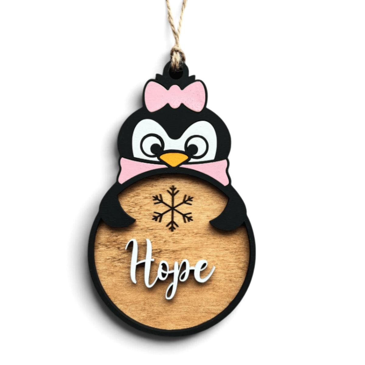 Penguin Girl Christmas ornament by Trail and Timber Co.