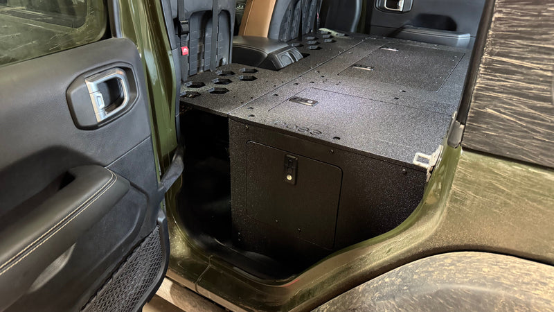 Load image into Gallery viewer, Jeep Wrangler 2018-Present JLU 4 Door - Second Row Seat Delete Plate System - 8&quot; or 10&quot; Module Based
