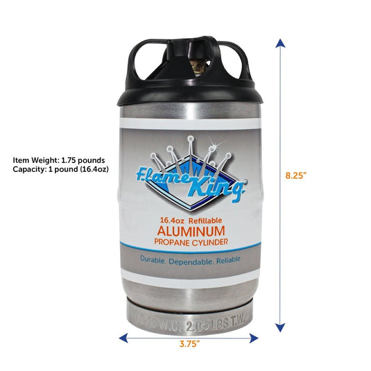 Flame King 2 pack Aluminum Eco Friendly Sustainable 1lb Empty Refillable Propane Tank LP Cylinder - Trail and Timber Co