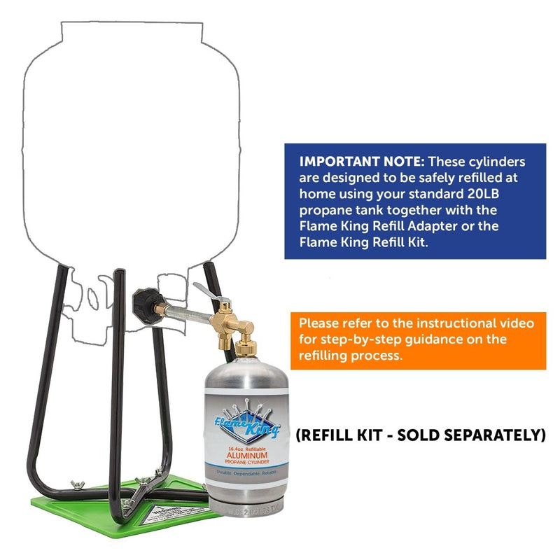 Load image into Gallery viewer, Flame King Eco Friendly Sustainable 1lb Aluminum Refillable Propane Tank LP Cylinder - Trail and Timber Co
