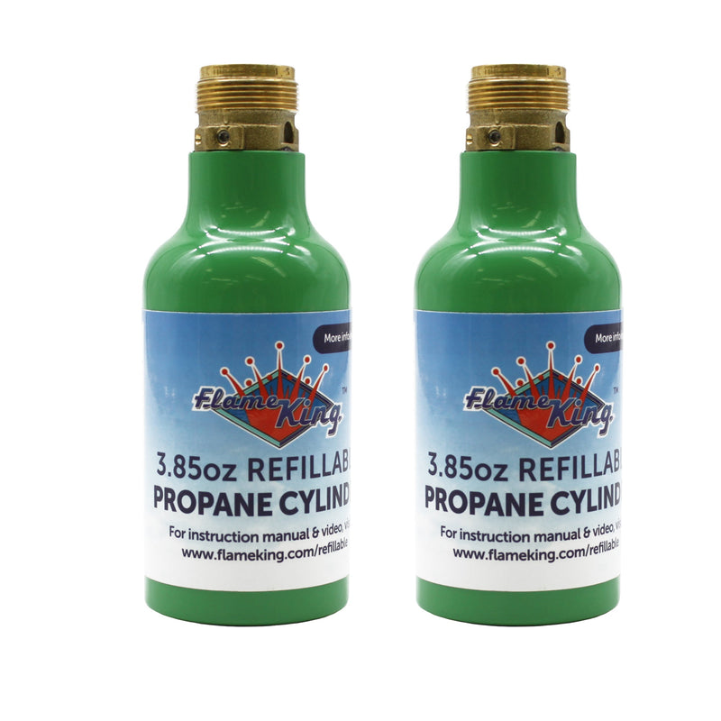 Load image into Gallery viewer, Flame King 2-Pack Eco Friendly 1/4 lb Refillable Mini Propane Tank Cylinder
