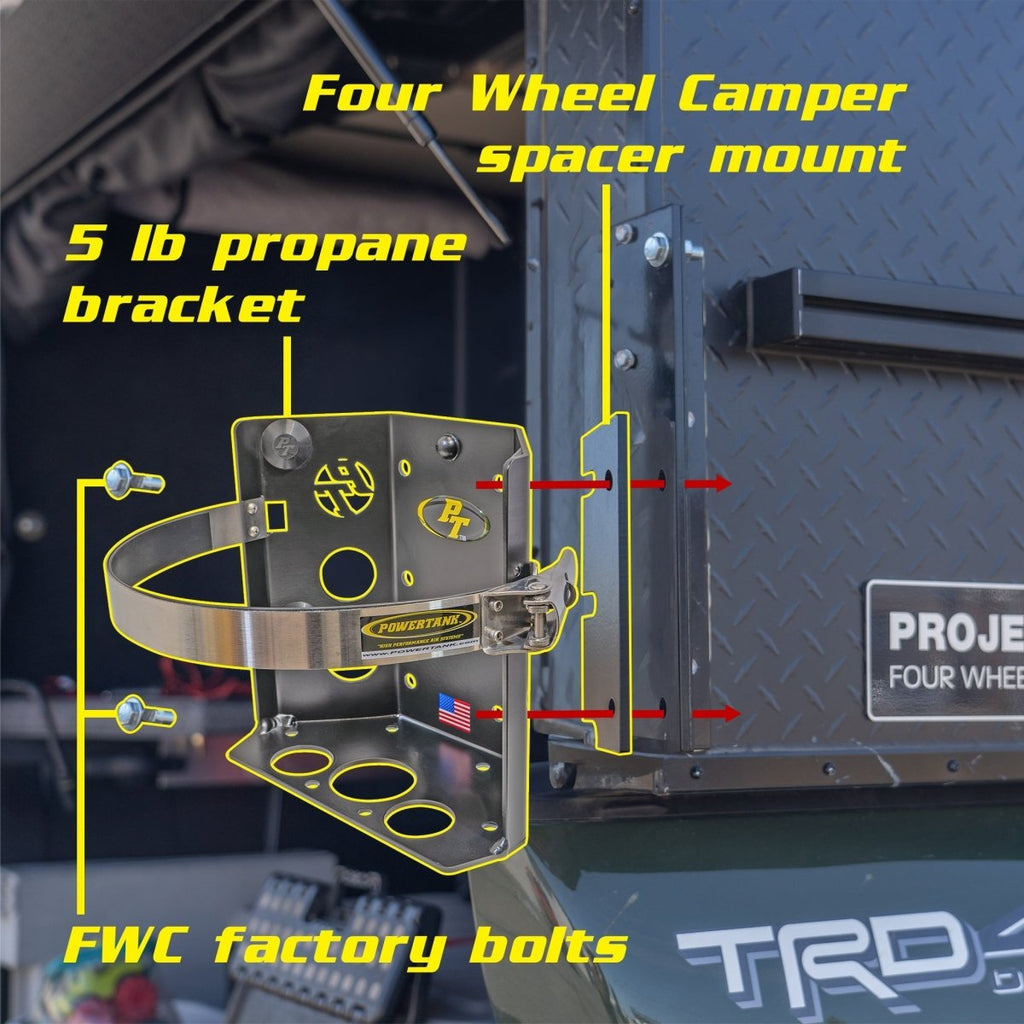 Four Wheel Camper Mount for 5 lb propane tank bracket - Trail and Timber Co