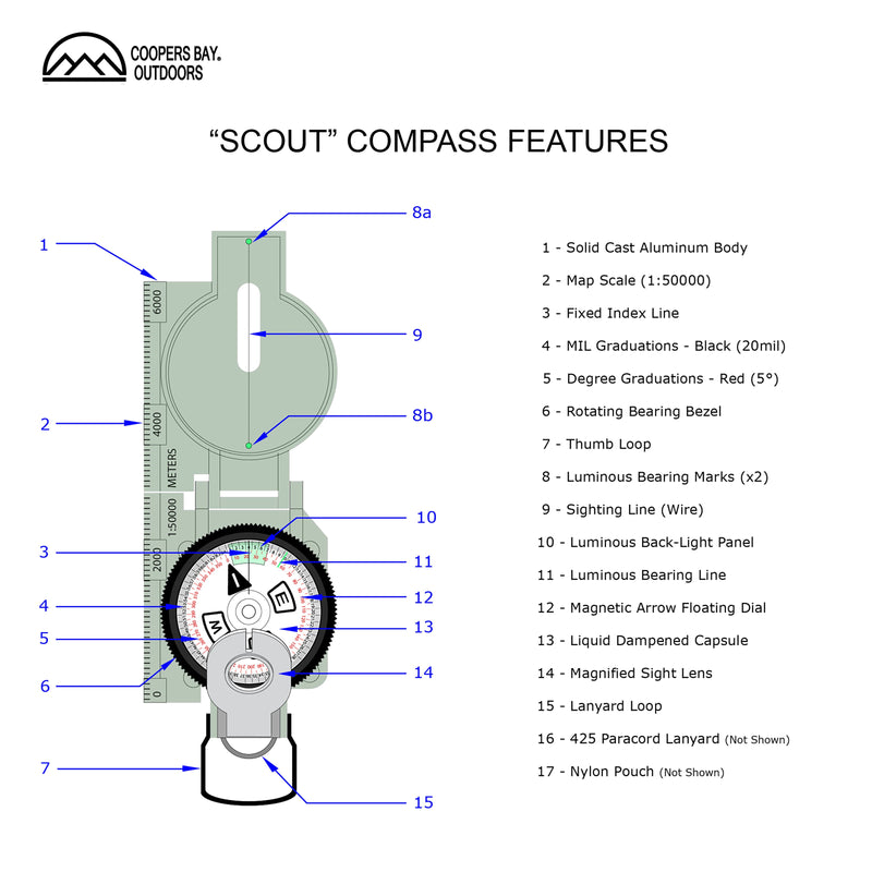 Load image into Gallery viewer, Scout™ Lensatic Compass - Traditional Phosphorescent Military Style - Black
