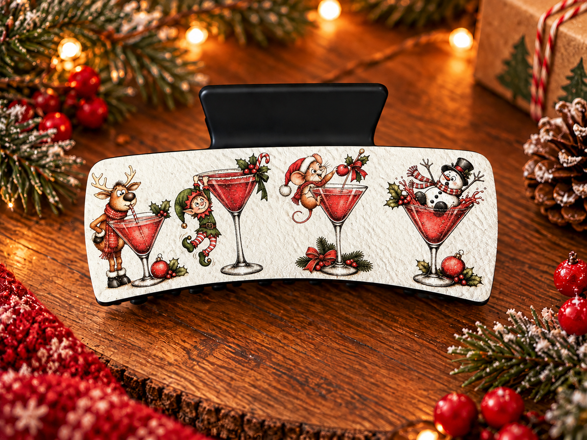 Christmas Cocktails Hair Clip