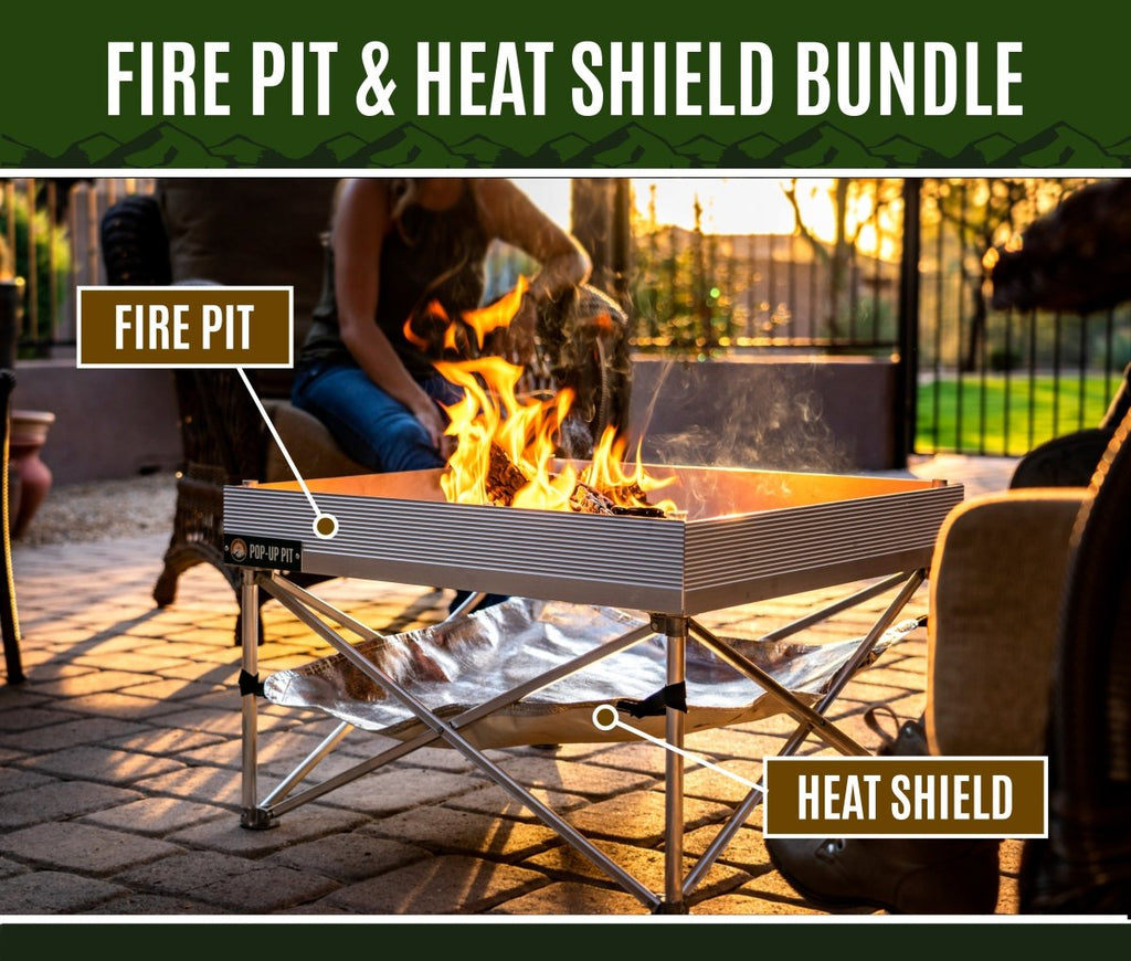 Fireside Outdoor Pop - Up Fire Pit & Heat Shield Bundle - Trail and Timber Co
