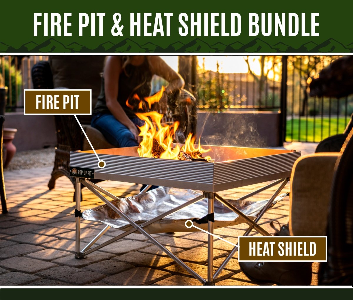 Fireside Outdoor Pop - Up Fire Pit & Heat Shield Bundle - Trail and Timber Co