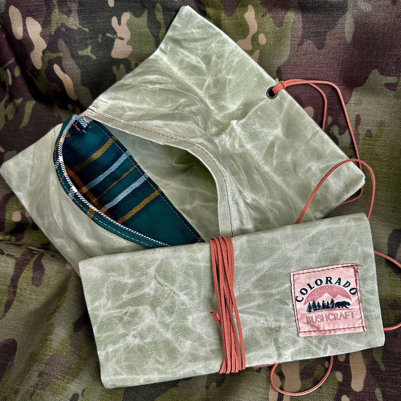 Load image into Gallery viewer, Handmade Waxed Canvas Bushcraft Roll Pouch For Pipe Tobacco Stove EDC  (Various Colors)
