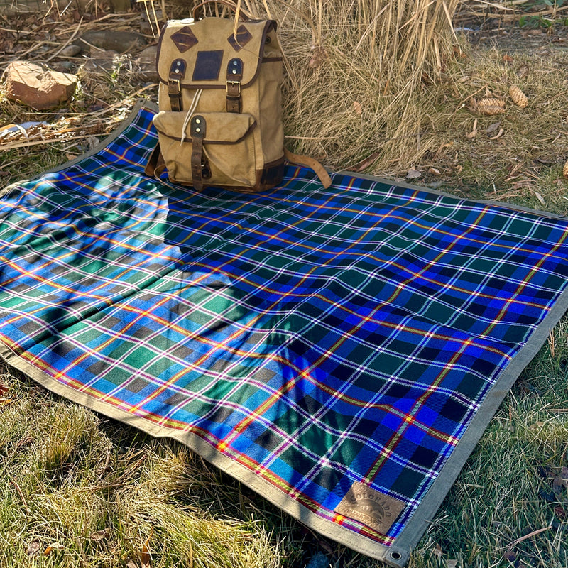 Load image into Gallery viewer, Extra Large Heavyweight Waxed Canvas and Official Colorado Tartan Wool Lined Bushcraft Ground Cloth
