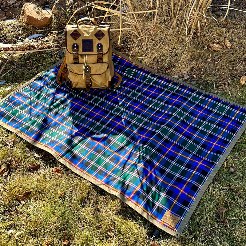 Load image into Gallery viewer, Extra Large Heavyweight Waxed Canvas and Official Colorado Tartan Wool Lined Bushcraft Ground Cloth
