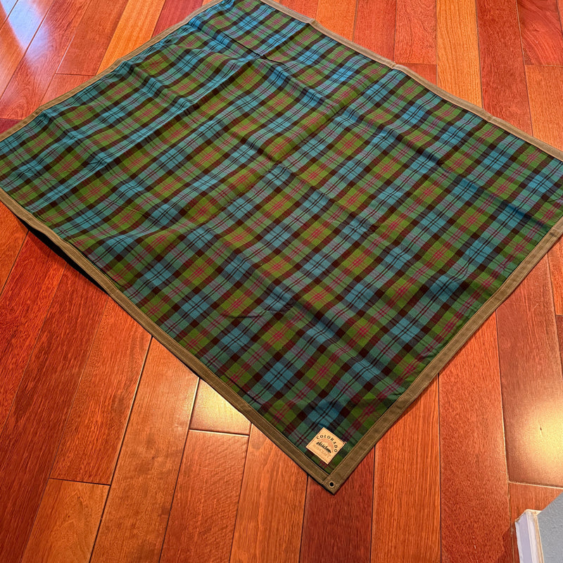Load image into Gallery viewer, Extra Large Heavy Duty Waxed Canvas and Tartan Wool Lined Bushcraft Ground Cloth
