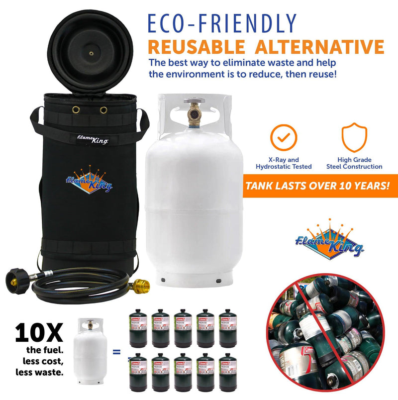 Load image into Gallery viewer, Flame King Propane Gas Hauler Kit 10lb Propane Tank, Adapter Hose and Insulated Protective Carry Case
